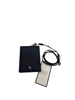 HAZZYS - BLUE LEATHER ID CARD HOLDER WITH WOVEN LANYARD